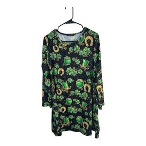 Deerose Women’s St. Patrick’s Day Long Sleeve Clover Shamrock Dress Size L